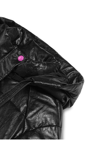 Twist Leather Look Puffer Coat