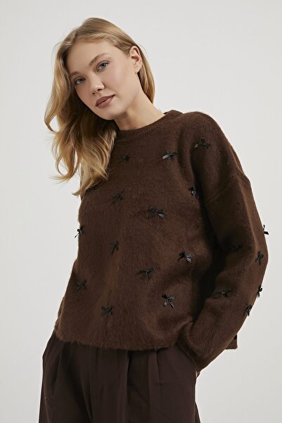 Arma Life Armalife 4663 Oversize Knitted Women's Sweater with Bow Detail