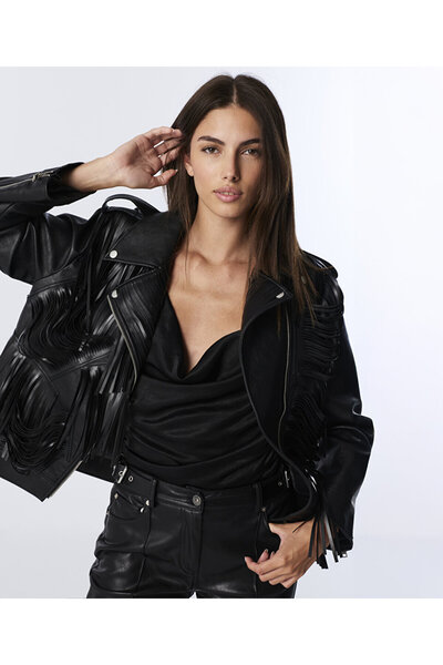 Twist DERİ GÖRÜNÜMLÜ PÜSKÜLLÜ BIKER MONT