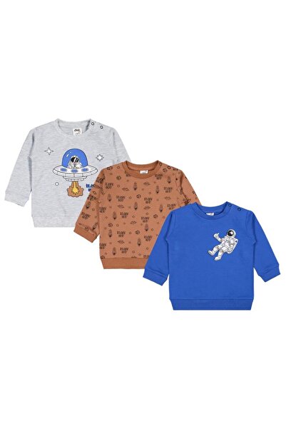 Civil Baby Astronot Baskılı 3'lü Set 6-18 Ay Sweatshirt - Standart 9-12 Ay