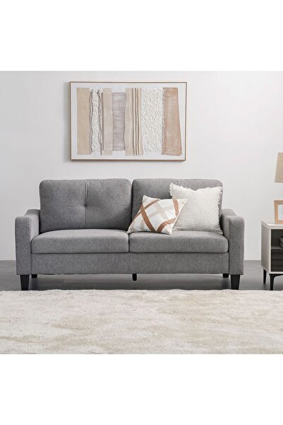 Danube Home Supreme 3-Seater Fabric Sofa - Grey, Solid Wood Frame, Premium Comfort, 2-Year Warranty