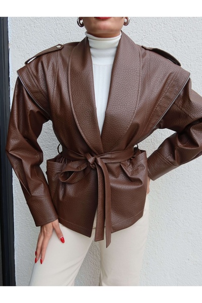 ESRAHELVACI Δερμάτινο μπουφάν με λεπτομέρεια με φερμουάρ