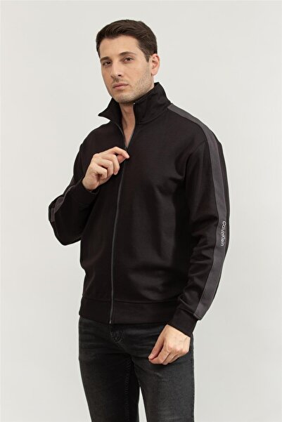 Calvin Klein Ck J30j327244 Logo Tape Zıp Through Erkek Sweatshırt