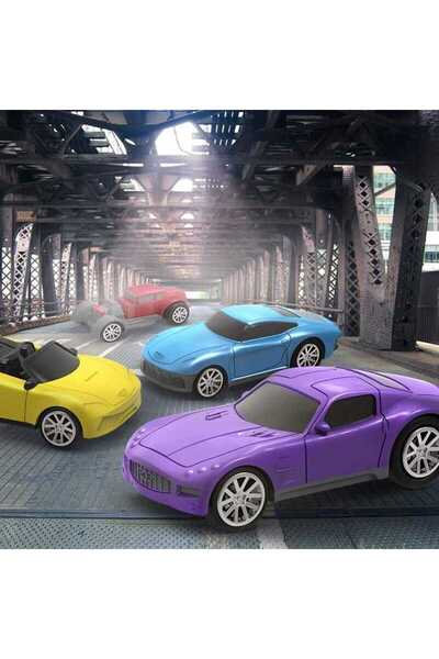 Driven 4-Piece Pull and Drop Car Set - Blue, Red, Purple, Yellow Wh1125Z