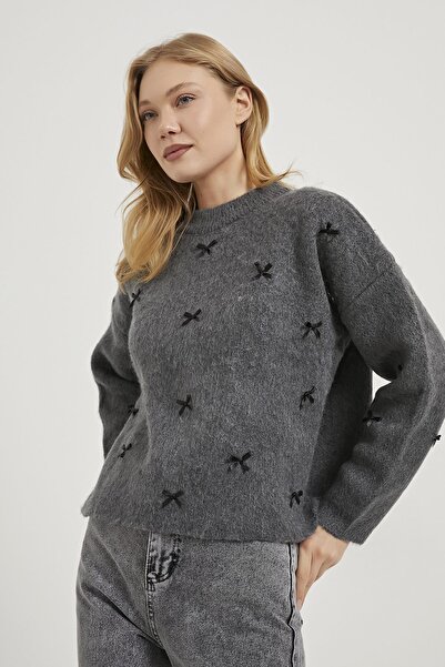 Arma Life ARMALIFE 4663 PULOVER DE TRICOTAT OVERSIZE CU DETALIARE CU FĂRĂ PENTRU FEMEI