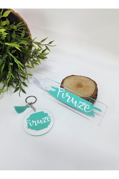 happy mountains İsme Özel Kişiye Özel Mint Yeşili Detaylı Pleksi Kitap Ayracı...