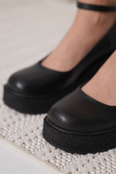 TRENDELLA Marla women's black ankle strap daily shoes