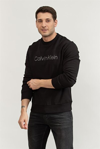 Calvin Klein ТЕКСТУРИРАНА БРОДИРАЦИЯ LOGO CREW