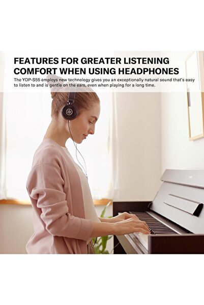 Yamaha بيانو رقمي رفيع من سلسلة Arius YDP-S55، أسود