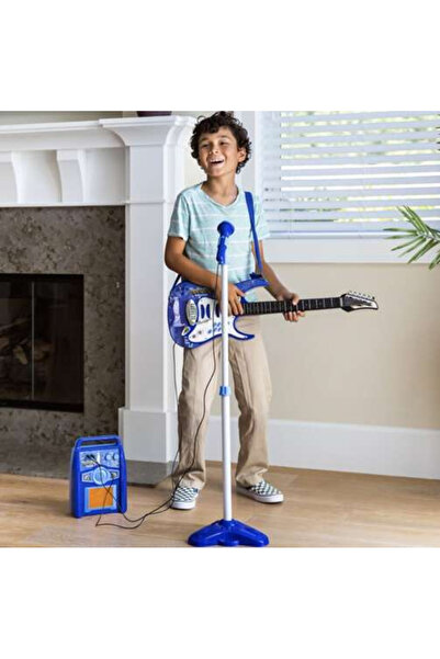 Selgot Chitară pentru copii cu amplificator și microfon, culoare albastră