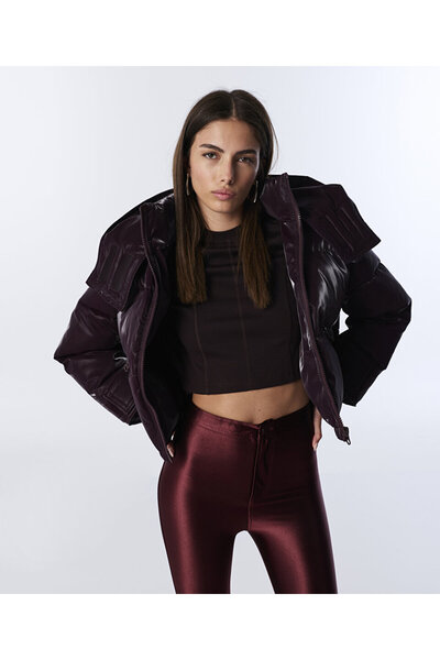 Twist Shiny Textured Puffer Coat