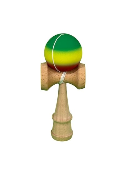 OEM Jucarie interactiva Kendama, cauciucata, rosu-galben-verde, 18x7x7cm