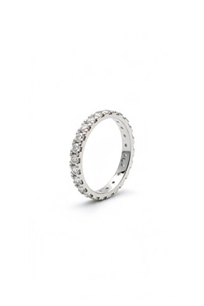 Bora Değerli Madenler Tam Tur Taşlı Alyans - 925 Ayar Gümüş Alyans