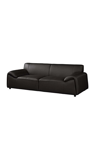Danube Home Tokishi 3-Seater Full Leather Sofa - Black, Stylish & Comfortable Wooden Frame, 2-Year Warranty