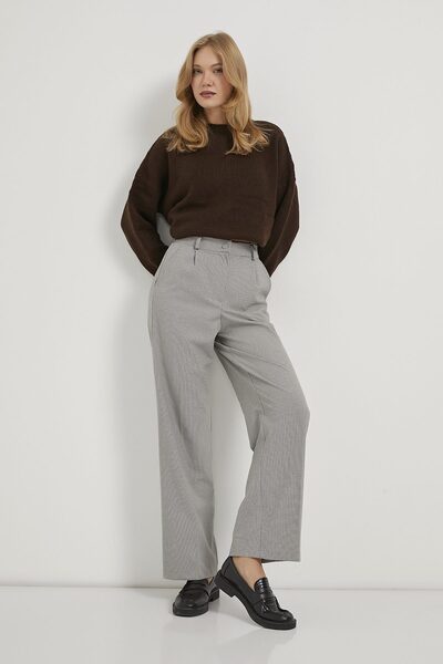 Arma Life Armalife 2480 plaid high waist palazzo women's pants with elastic waist