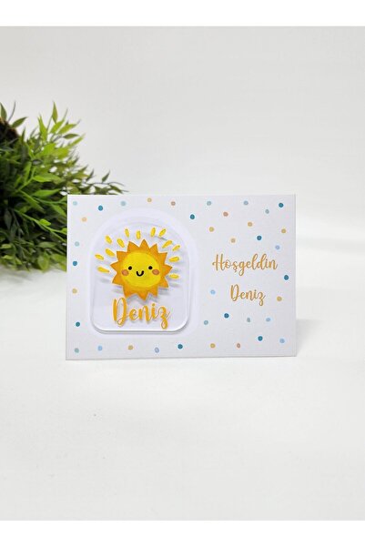 happy mountains İsme Özel Kişiye Özel Güneş Figürlü Pleksi Bebek Magnet Yenid...