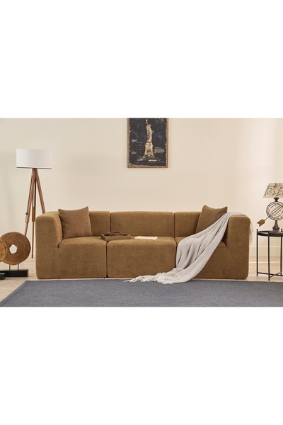 Vivense RAKS SERİSİ MODULER FULL SÜNGER ÜÇLÜ KANEPE, KAHVE