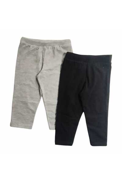 paşa bebe ve çocuk giyim Children's Black-Grey 2-Piece Transitional Plain Tights