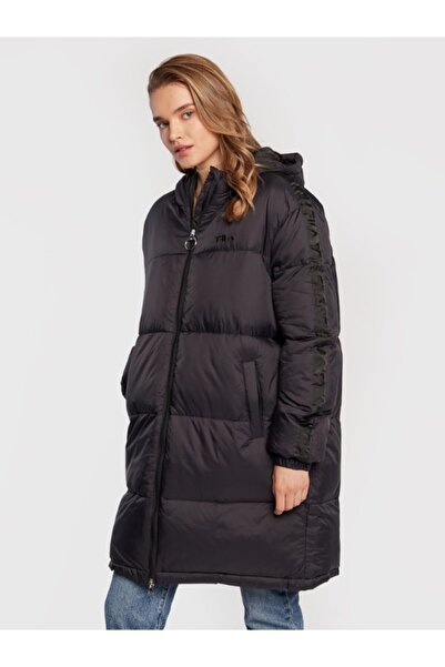 FILA Jachetă neagră din nailon pentru femei, mărime XS internațională