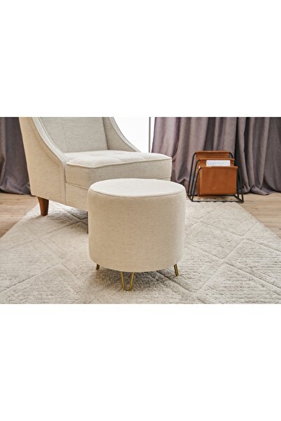 Vivense ASMARA PUF, KREM, METAL AYAK