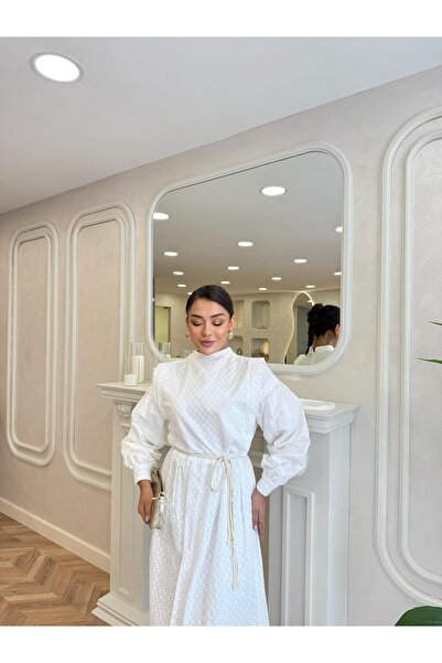 Aden aydın Tesettür gömlek detaylı FİSTO elbise