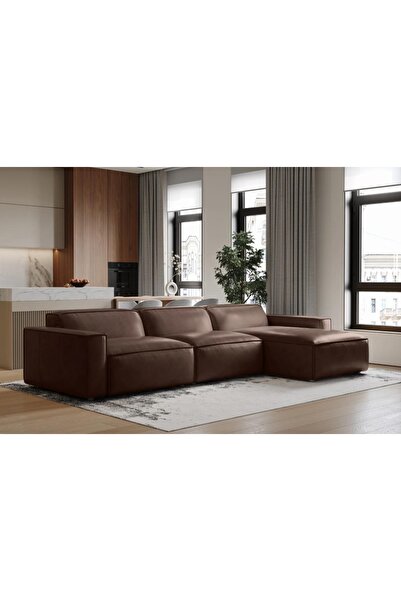 Vivense ORLANDO DERİ KÖŞE KOLTUK, KOYU KAHVE, SAĞ KÖŞE