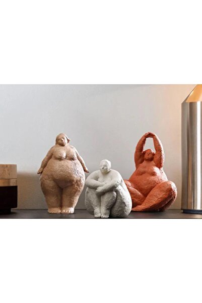 Vivense İSKANDİNAV MERY OBJE ÜÇLÜ SET, BEJ, KİREMİT