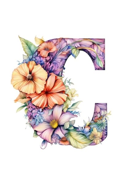 OEM Autocolant cu ilustrația literei „C” pentru copii, școală, flori, alfabet...