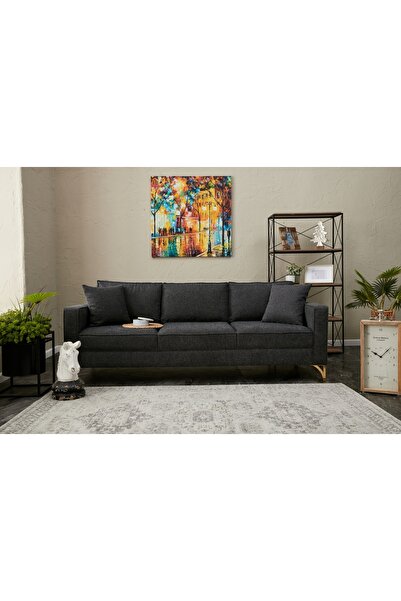 Vivense BERLİN SERİSİ ÜÇLÜ KOLTUK, ANTRASİT GOLD