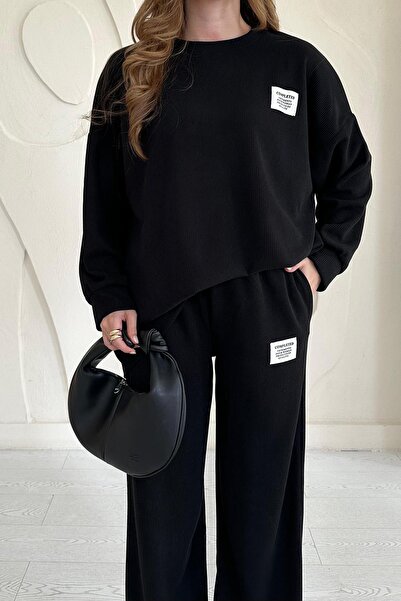 Elbee Fashion Woman Classic Corded Fabric Sweater and Pants Set