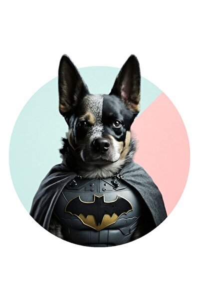 OEM Autocolant portret câine supererou - Câine drăguț în costum Batman, bordu...