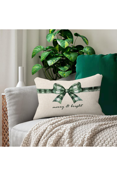 Evmila New Year Patterned Double-Sided Printed Velvet Throw Pillow Cover - 35X55 cm |   Soft Touch, Stylish Design