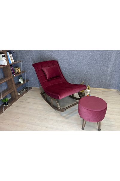 Vivense MİSKİN PUFLU SALLANAN SANDALYE, CEVİZ BORDO