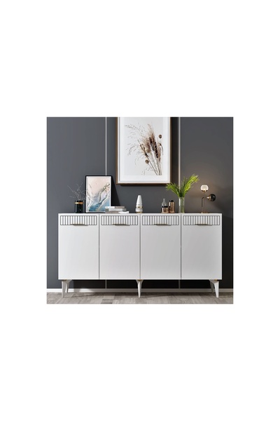 Vivense ALVİN KONSOL, 4 KAPAKLI, BEYAZ ALTIN