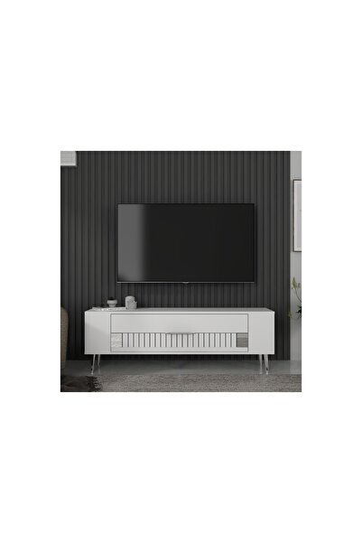 Vivense RETROLP TV SEHPASI, 4CT, BEYAZ GÜMÜŞ