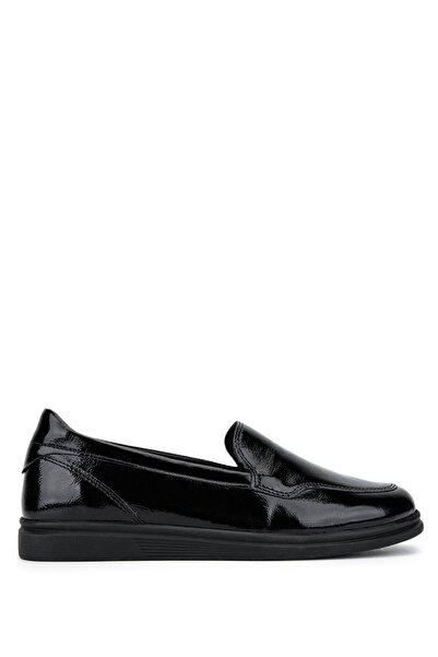 Tamer Tanca Kadın Hakiki Deri Siyah Rugan Comfort Ayakkabı