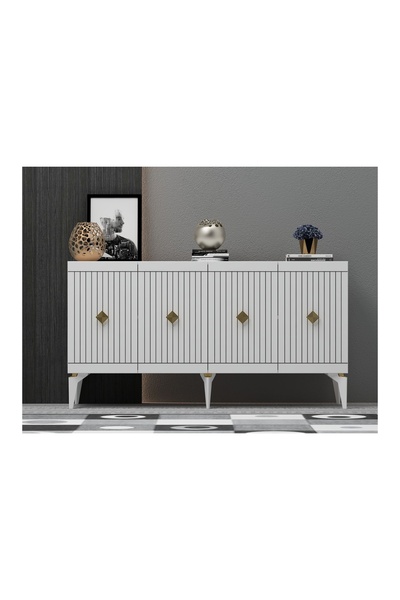 Vivense MİDAS KONSOL, BEYAZ ALTIN, 150 CM