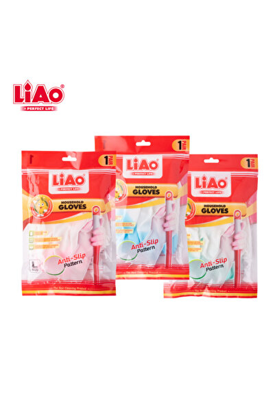 liao H130074 قفازات منزلية، عبوة من 36 قطعة، 30×10 سم، متعددة الألوان، مطاط متين للتنظيف