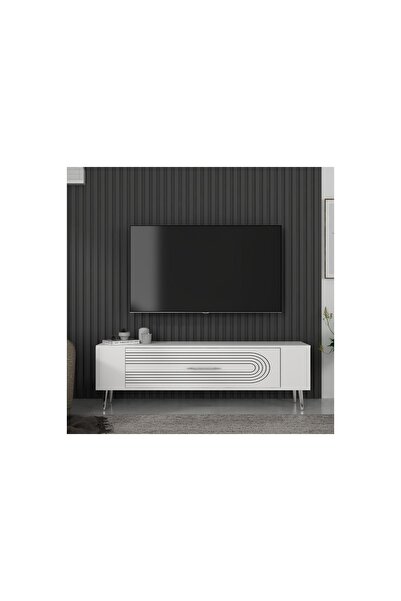 Vivense RETROL TV SEHPASI, 3CT, BEYAZ GÜMÜŞ