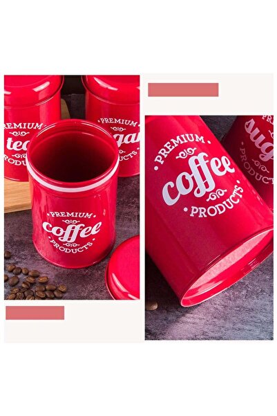 Saharaz Airtight Kitchen Containers Decorations with Lids,Red Portable 3 Coffee Tea Sugar Set
