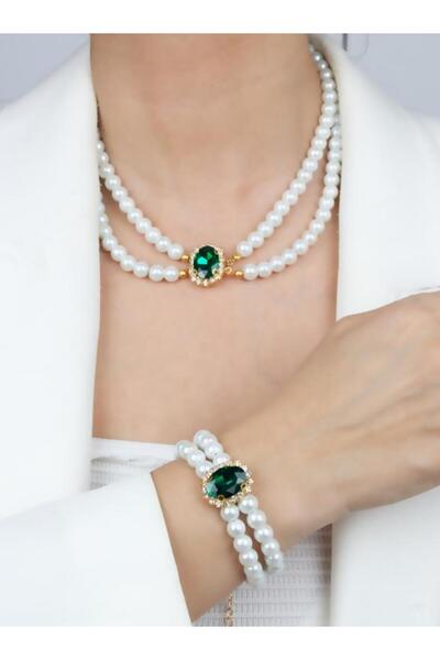 Liveyn Design Kristal Taşlı Kolye Bileklik Set