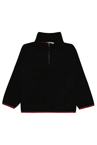 Civil Boys Zippered Embroidered Fleece 6-9 Years Old Sweatshirt - Black 8-9 Y...