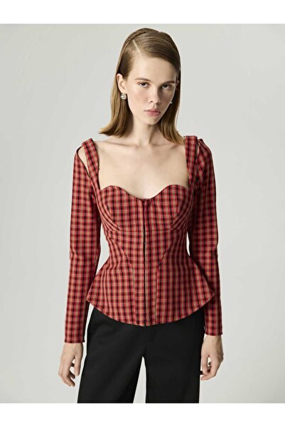 Nocturne Plaid Corset Design Blouse