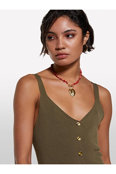 Sisley Women's 100% Viscose Front Buttoned V-Neck Slim Fit Blouse 325P1084Mh00G-Sis1C2