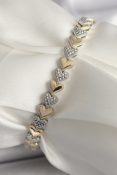 Skygo سوار نسائي من سلسلة VIP بنموذج قلب من حجر الزركون الملون المختلط من الن...