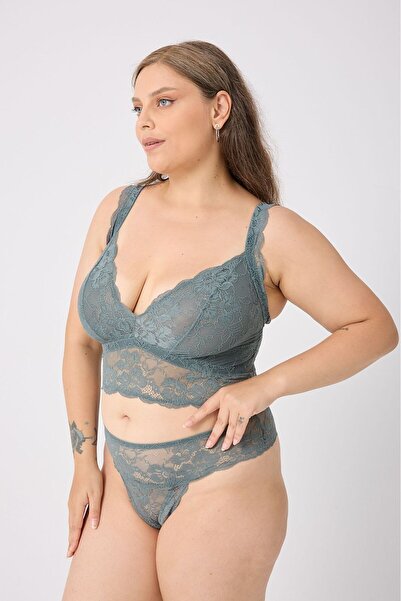 Brandpanty Women's Plus Size Lace Bralette Set