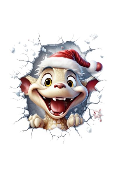 OEM Autocolant cu un animal vesel care își bagă capul printr-un perete spart,...