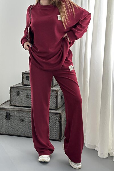 Elbee Fashion Woman Classic Corded Fabric Sweater and Pants Set