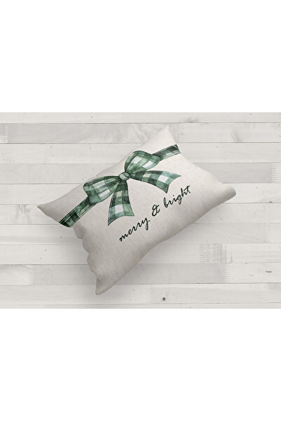 Evmila New Year Patterned Double-Sided Printed Velvet Throw Pillow Cover - 35X55 cm |   Soft Touch, Stylish Design