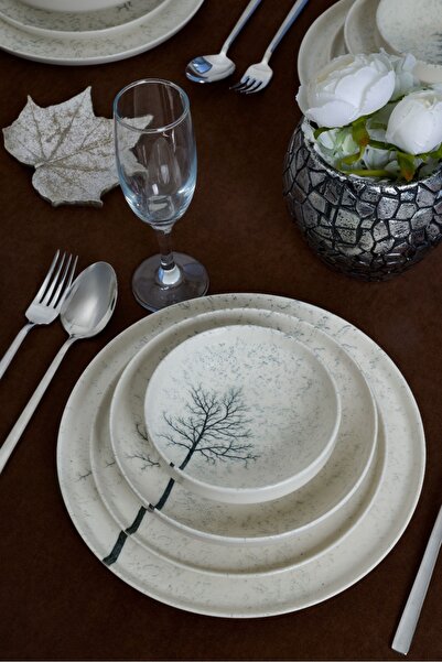 Farika Porselen Bengü 24 Piece 6 Person Digital Print Porcelain Dinner Set
